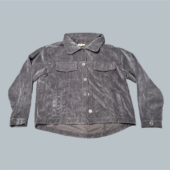 kori Grey Gray corduroy Jacket Coat small womens button up collared pockets - Picture 1 of 8
